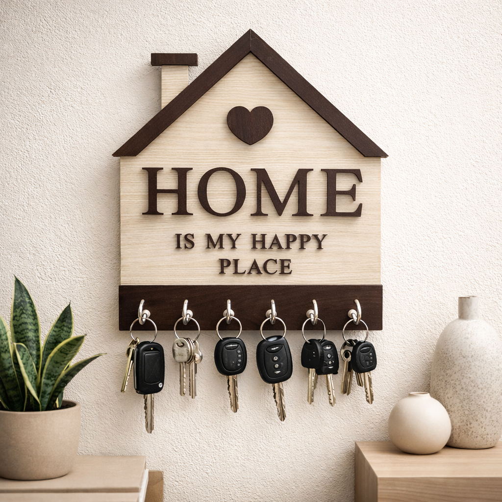 Home Keychain Holder | Wall Mounted Key Organizer for Living Room & Entryway