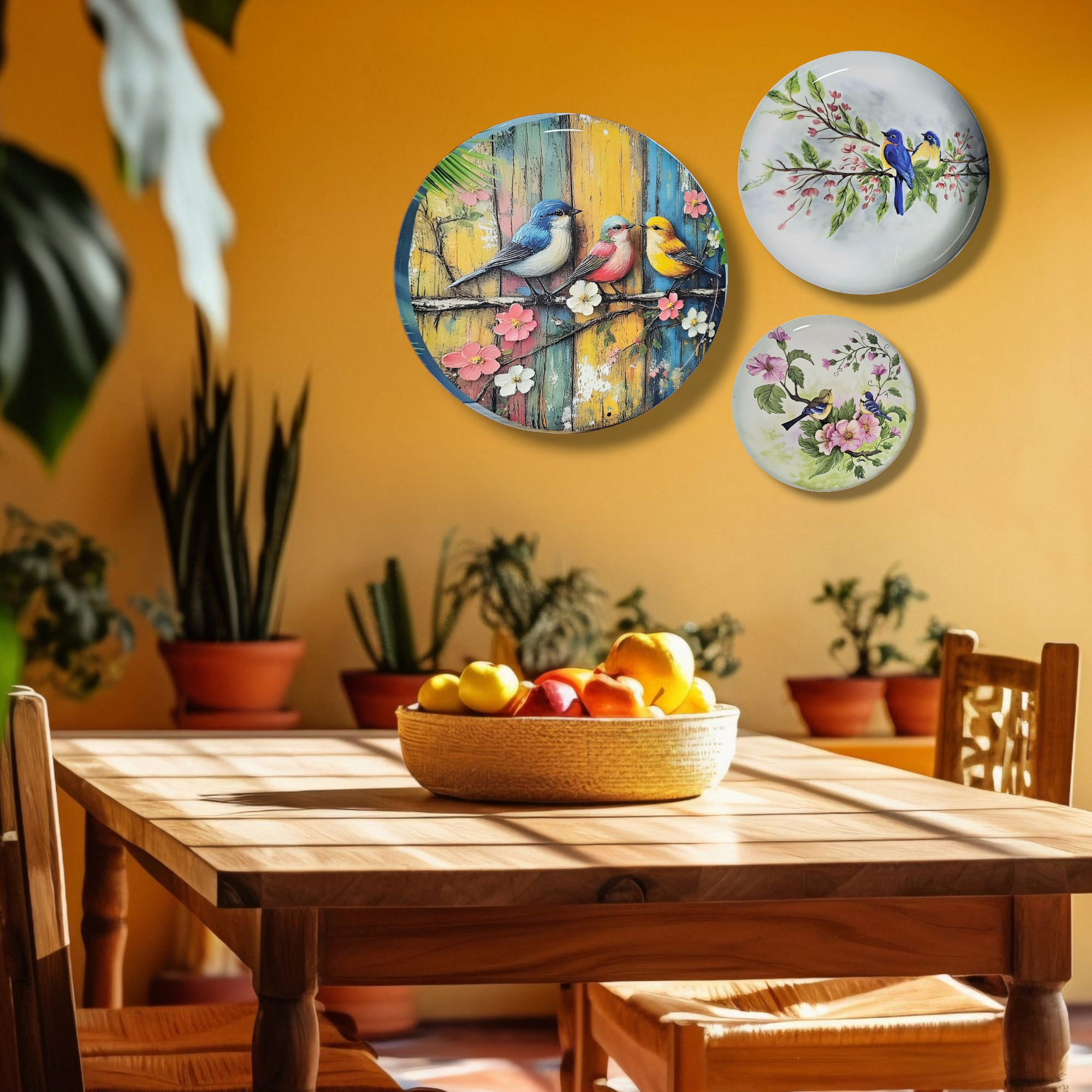 Noblenest Birds of Paradise Metal Wall Plates Set of 3 – Wall Decor for Living Room & Home