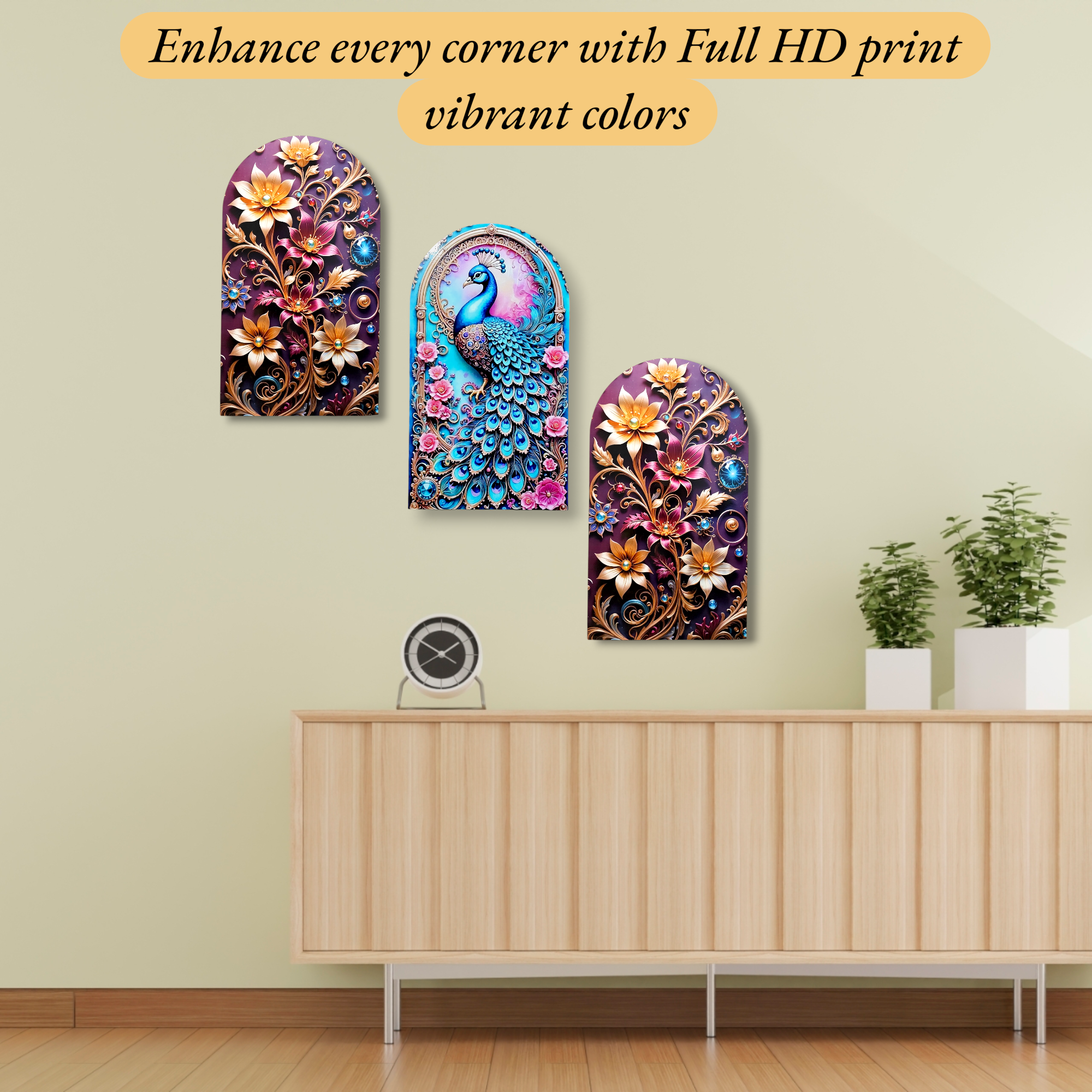 Peacock Wall Painting (Without Frame) | Decorative Home & Office Wall Art