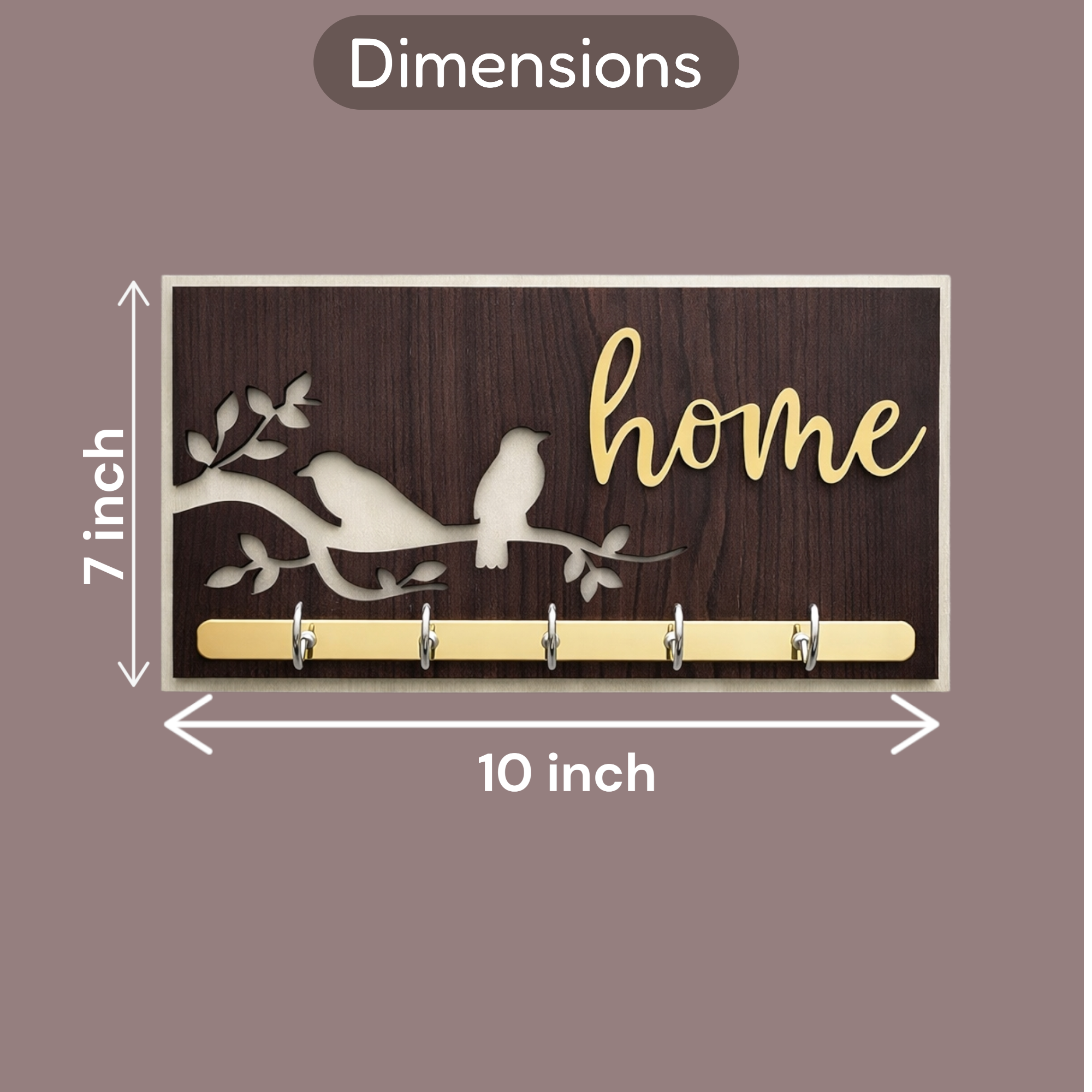 Bird Keychain Holder with 5 Hooks | Wall Mounted Key Organizer for Home & Office