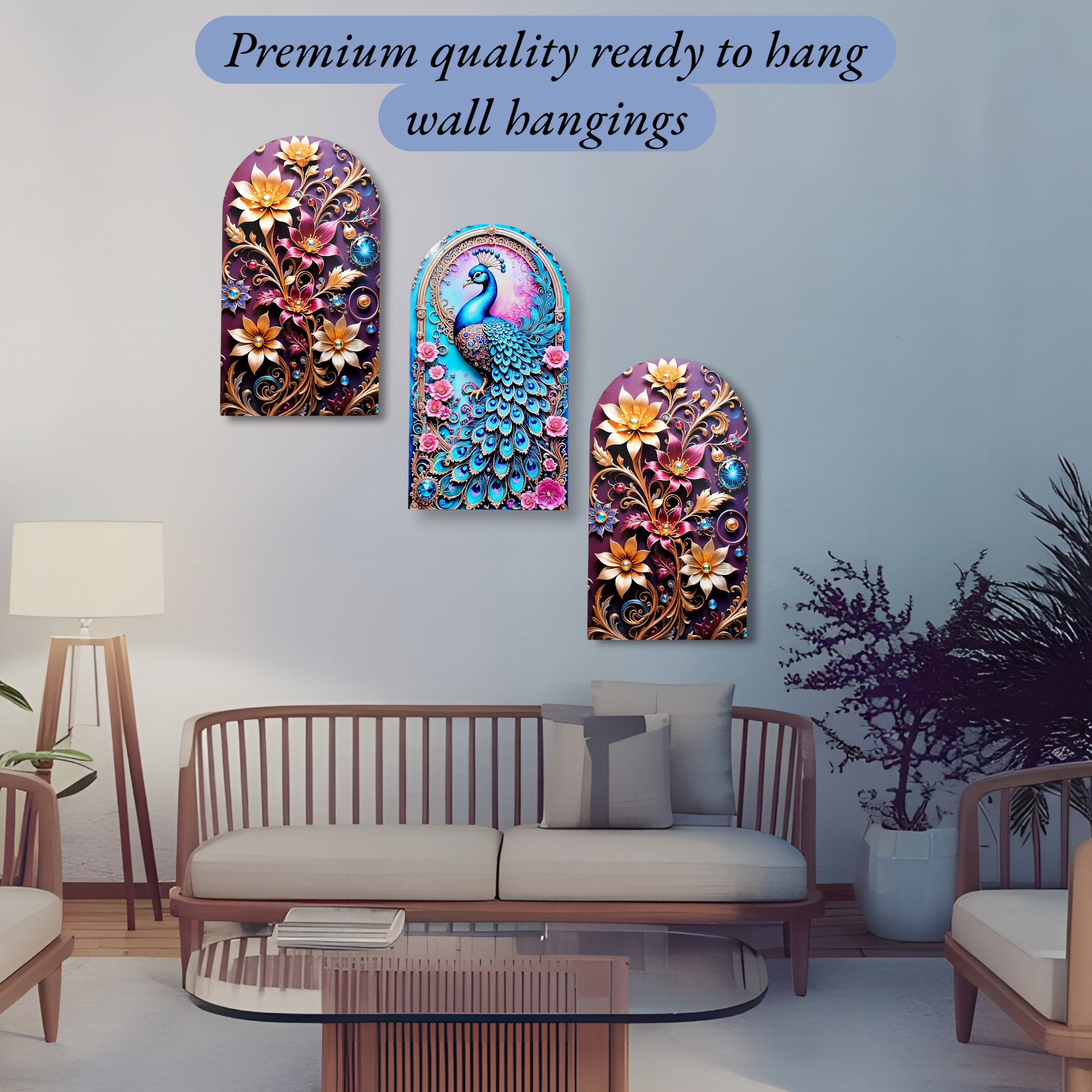 Peacock Wall Painting (Without Frame) | Decorative Home & Office Wall Art