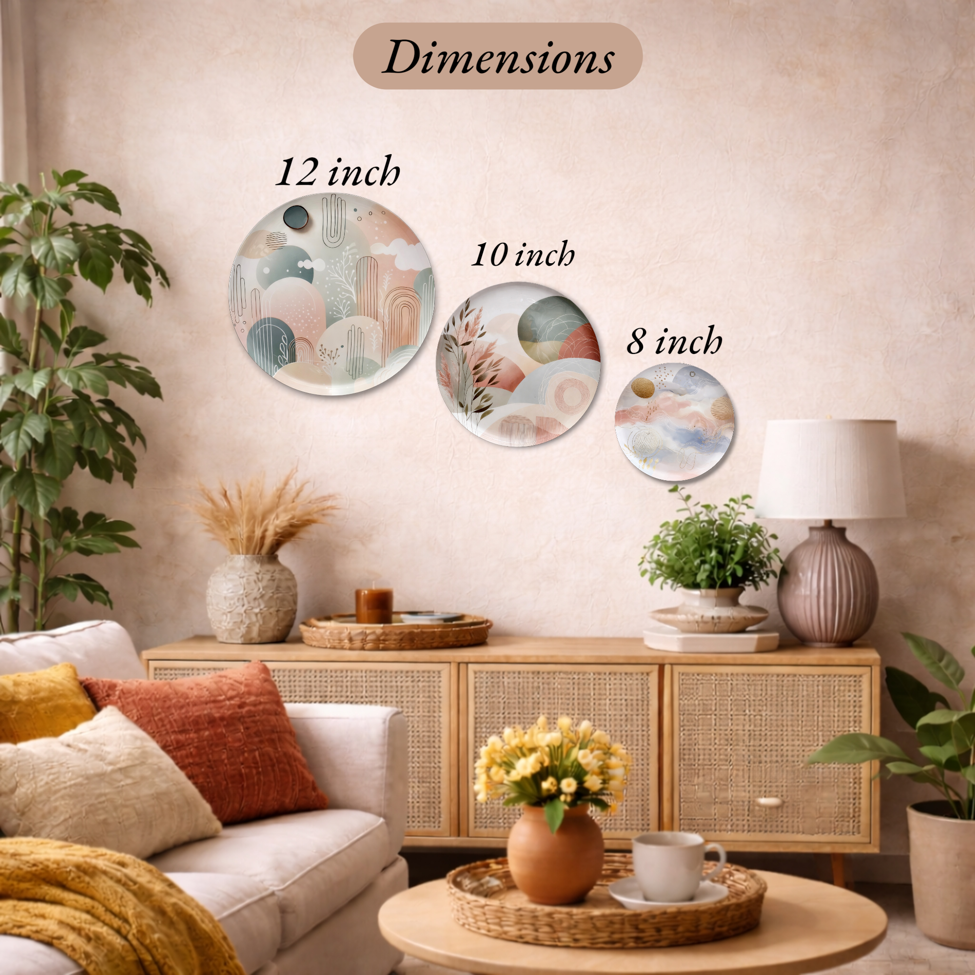 Noblenest Aira Metal Plates Set of 3 Wall Sculpture for Home Decoration | Decorative Metal Wall Art for Living Room My Store