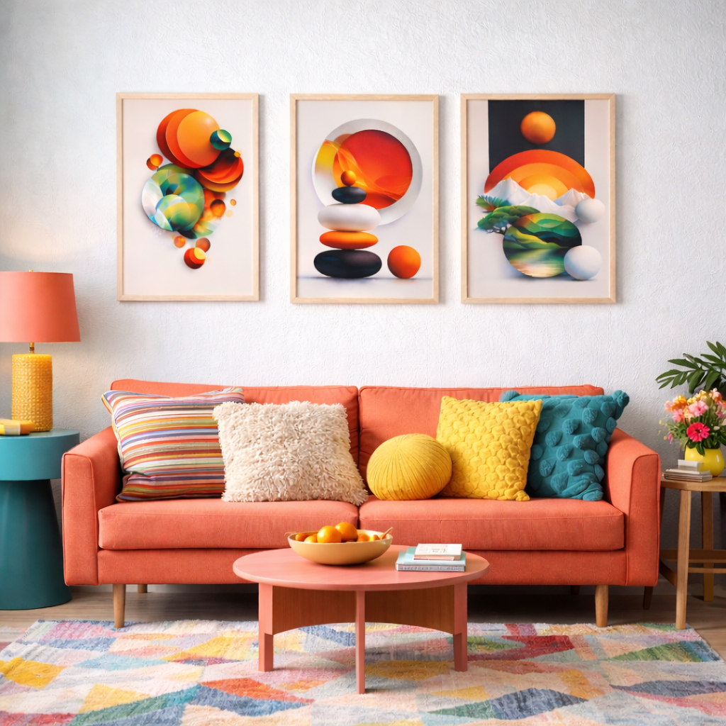 Noblenest Boho Abstract Digital Wall Painting Set of 3 | Wooden Framed Modern Wall Art with Abstract and Nature Design | Decorative Wall Paintings for Living Room, Bedroom & Office My Store