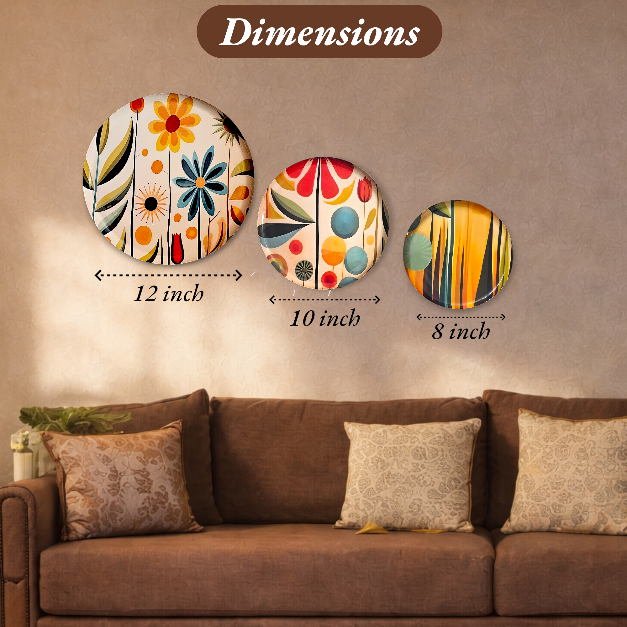 Noblenest Rustic Aura Metal Wall Plates Set of 3 for Living Room Home Décor My Store