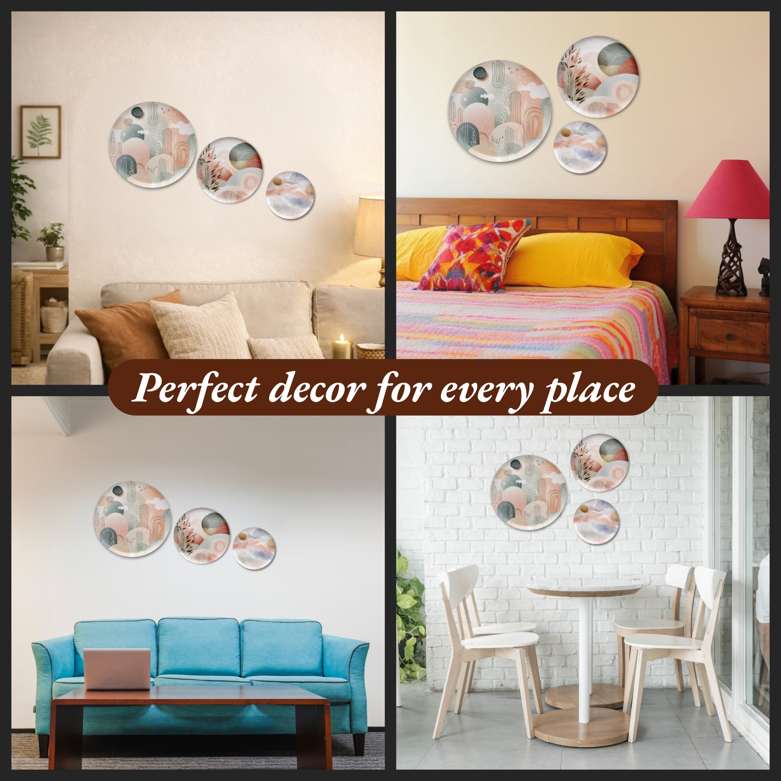 Noblenest Aira Metal Plates Set of 3 Wall Sculpture for Home Decoration | Decorative Metal Wall Art for Living Room My Store