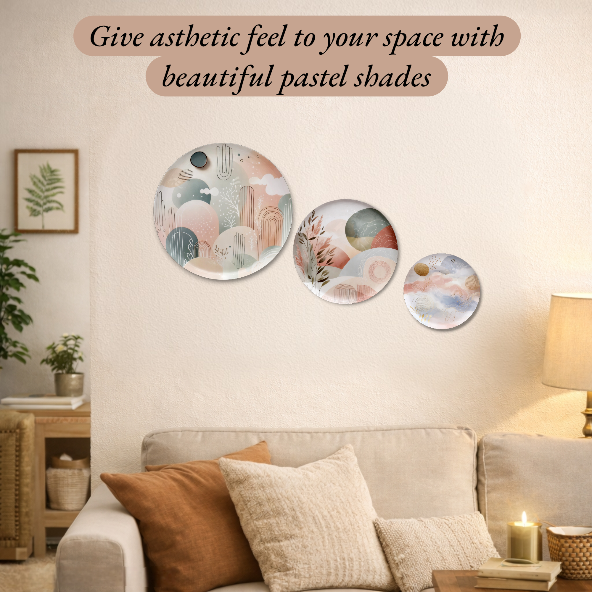 Noblenest Aira Metal Plates Set of 3 Wall Sculpture for Home Decoration | Decorative Metal Wall Art for Living Room My Store