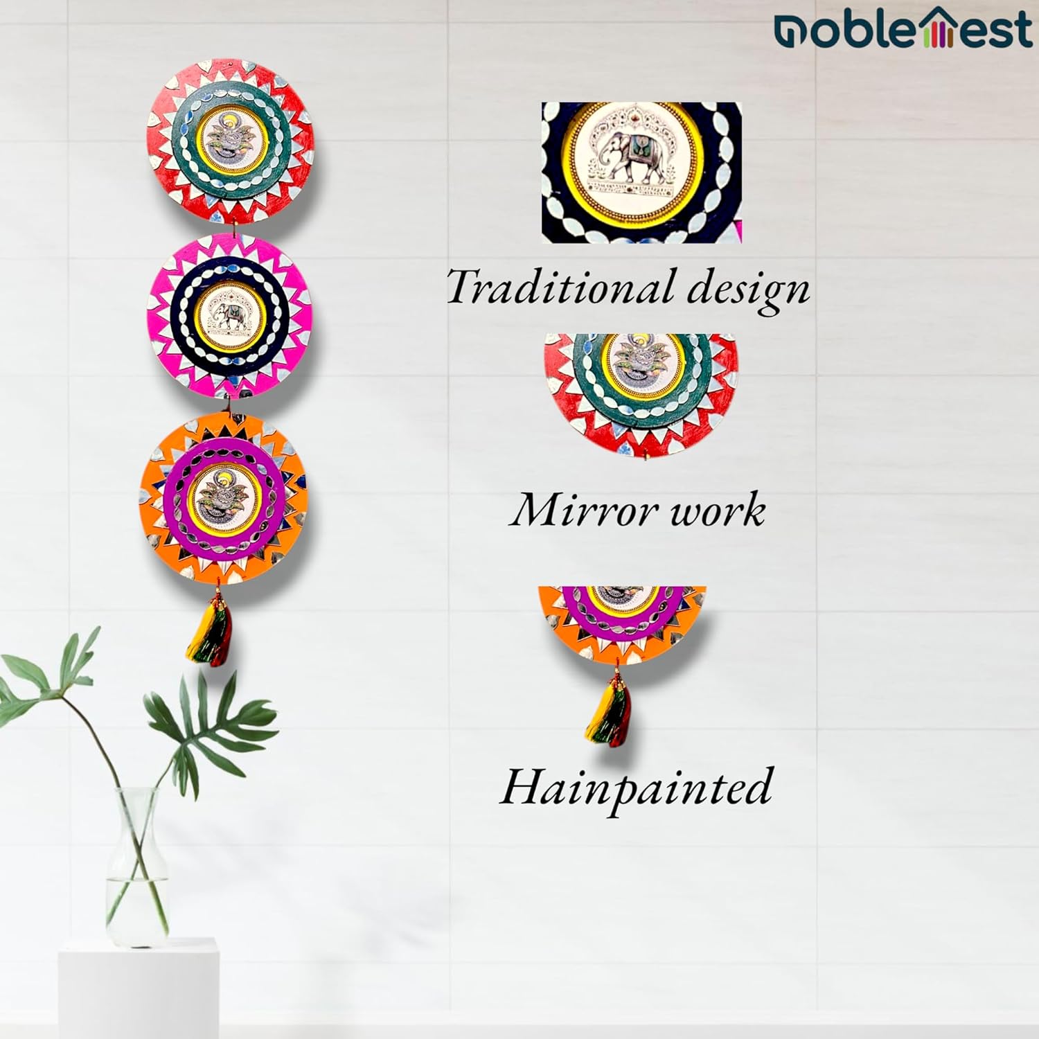 Noblenest Handmade 22 Inch MDF Wall Hanging Decoration – Wall Decor for Living Room, Hall & Entrance
