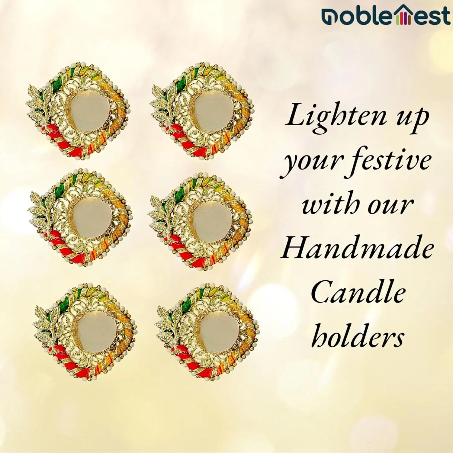 Handmade Decorative Tealight Candle Holder, aquare Set of 6 My Store