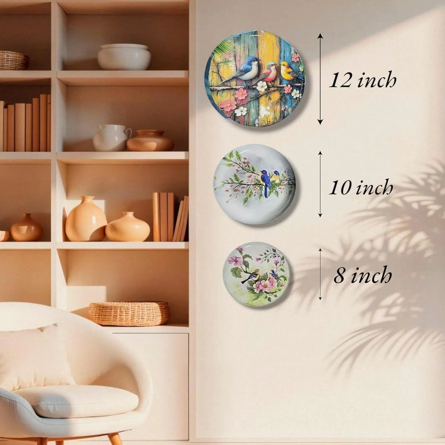 Birds Paradise Metal Wall Plates for home decoration Set of 3 (Birds of Paradise) My Store