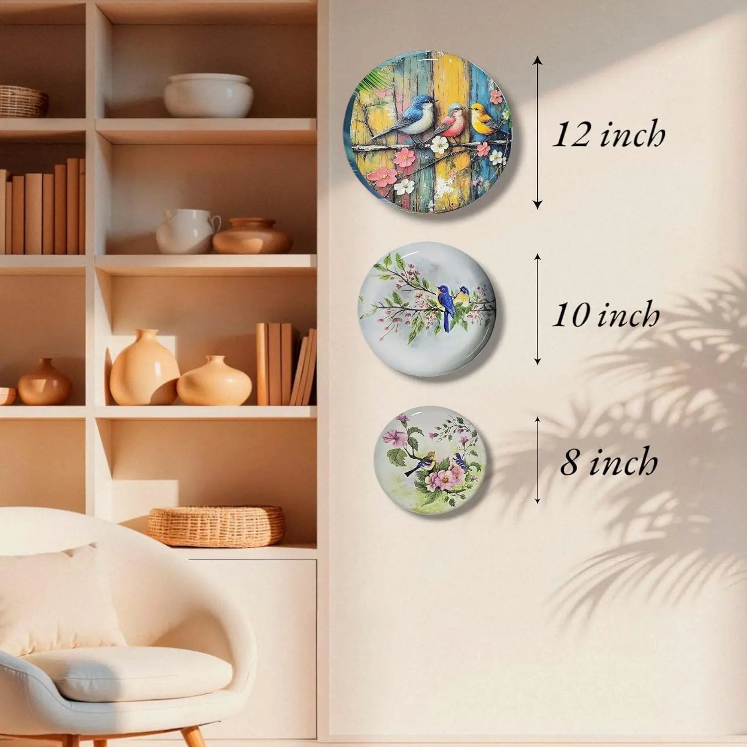 Birds Paradise Metal Wall Plates for home decoration Set of 3 (Birds of Paradise) My Store