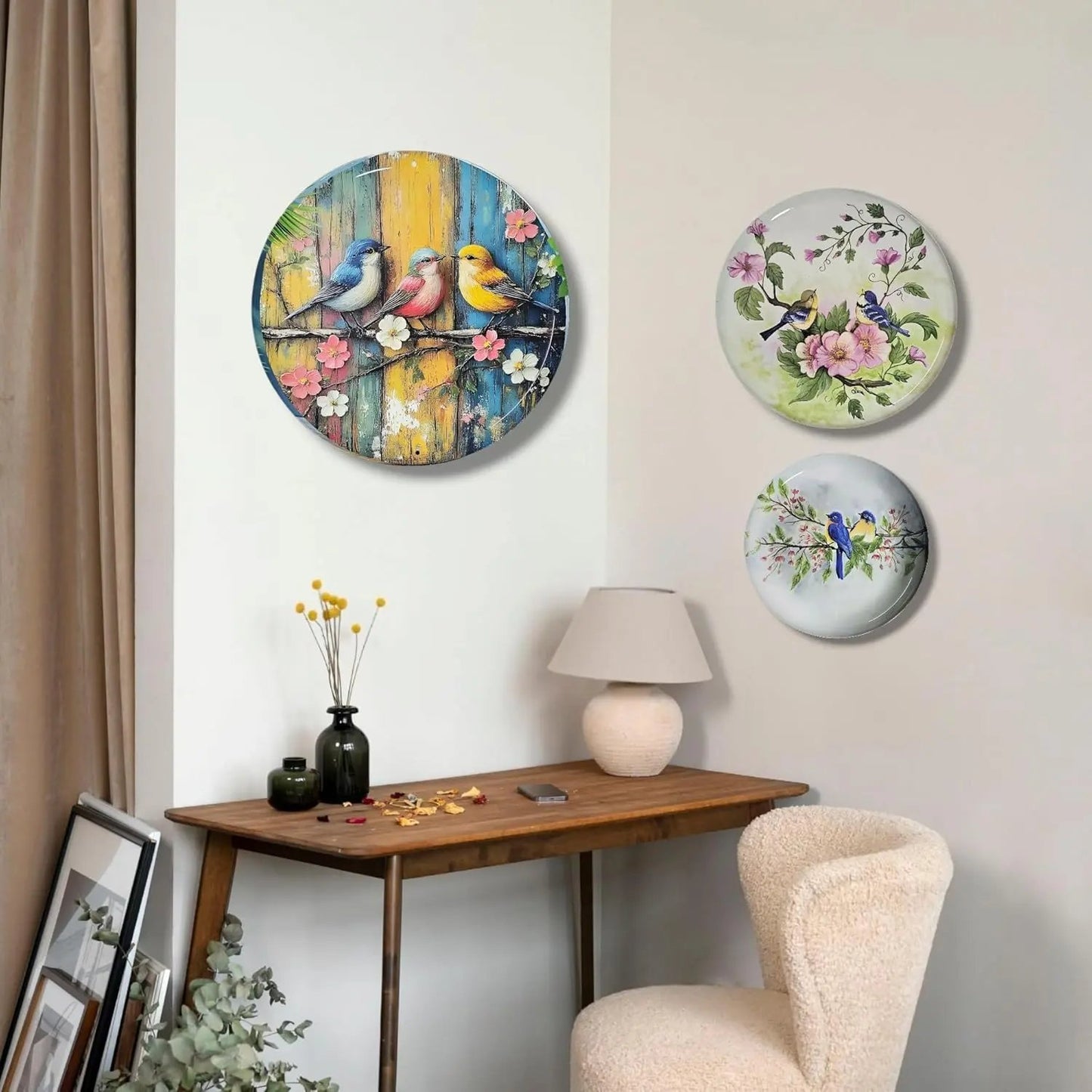 Birds Paradise Metal Wall Plates for home decoration Set of 3 (Birds of Paradise) My Store