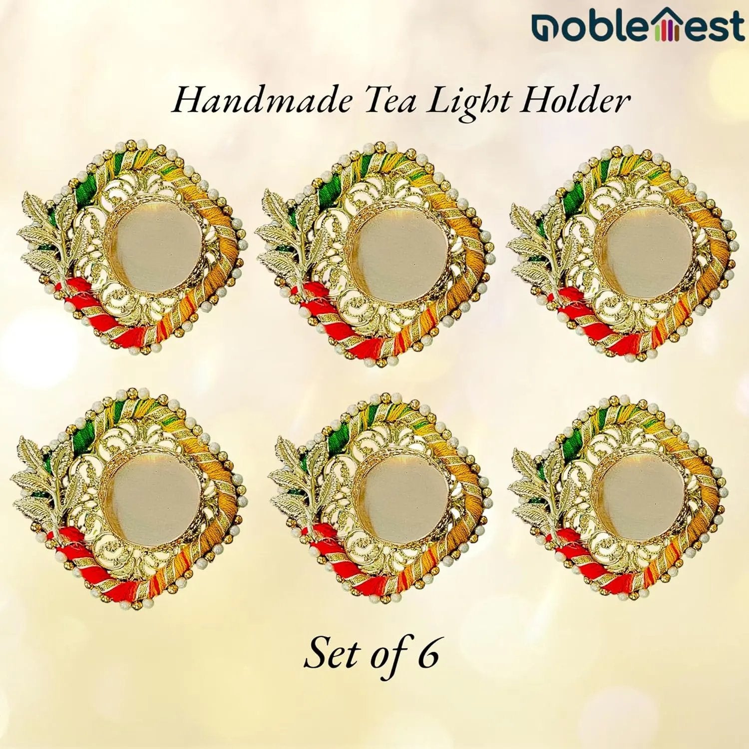 Handmade Decorative Tealight Candle Holder, aquare Set of 6 My Store