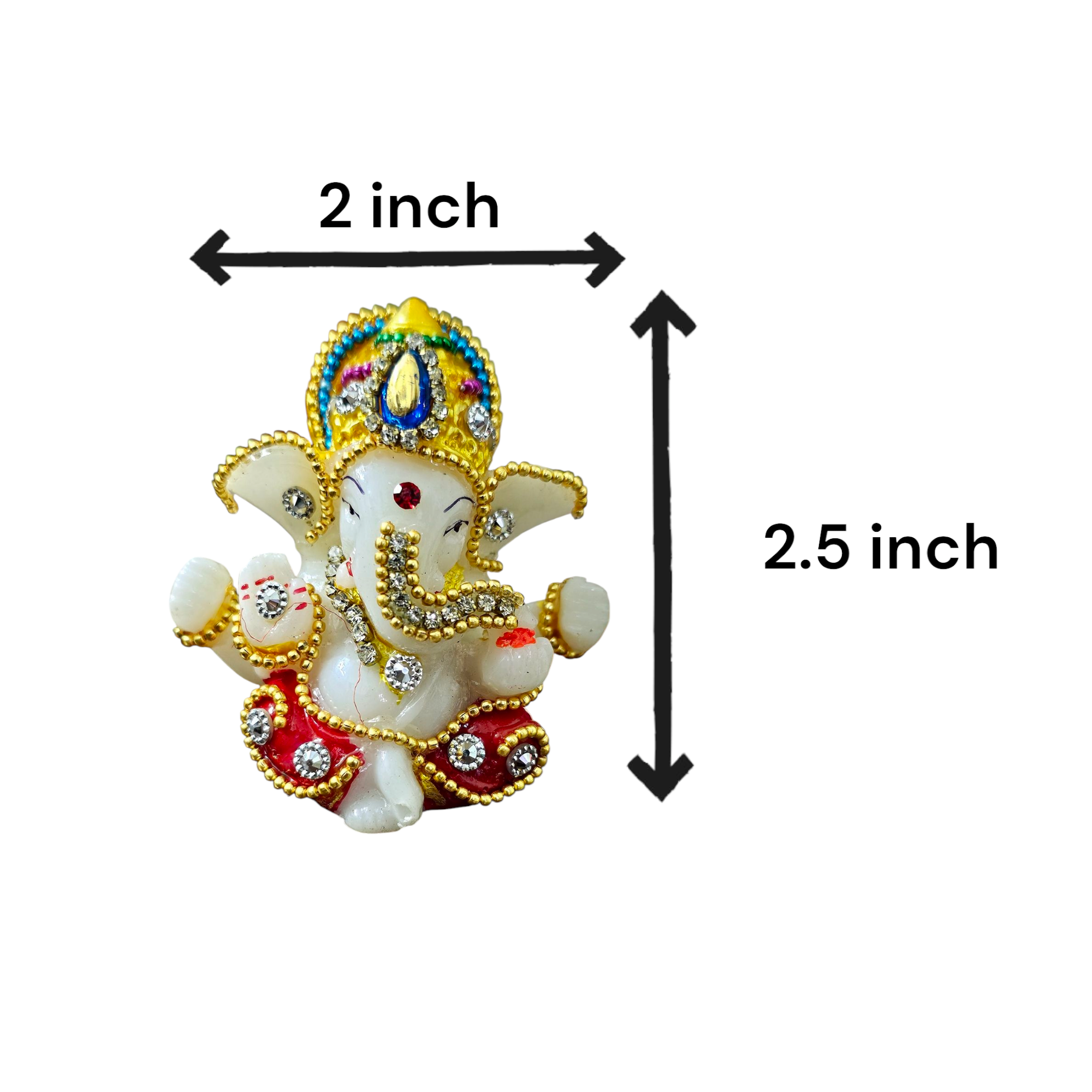Noblenest White Ganesh Idol for Car Dashboard & Home Decor, 2.5 Inch – Ganpati Statue for Puja Room & Office Desk