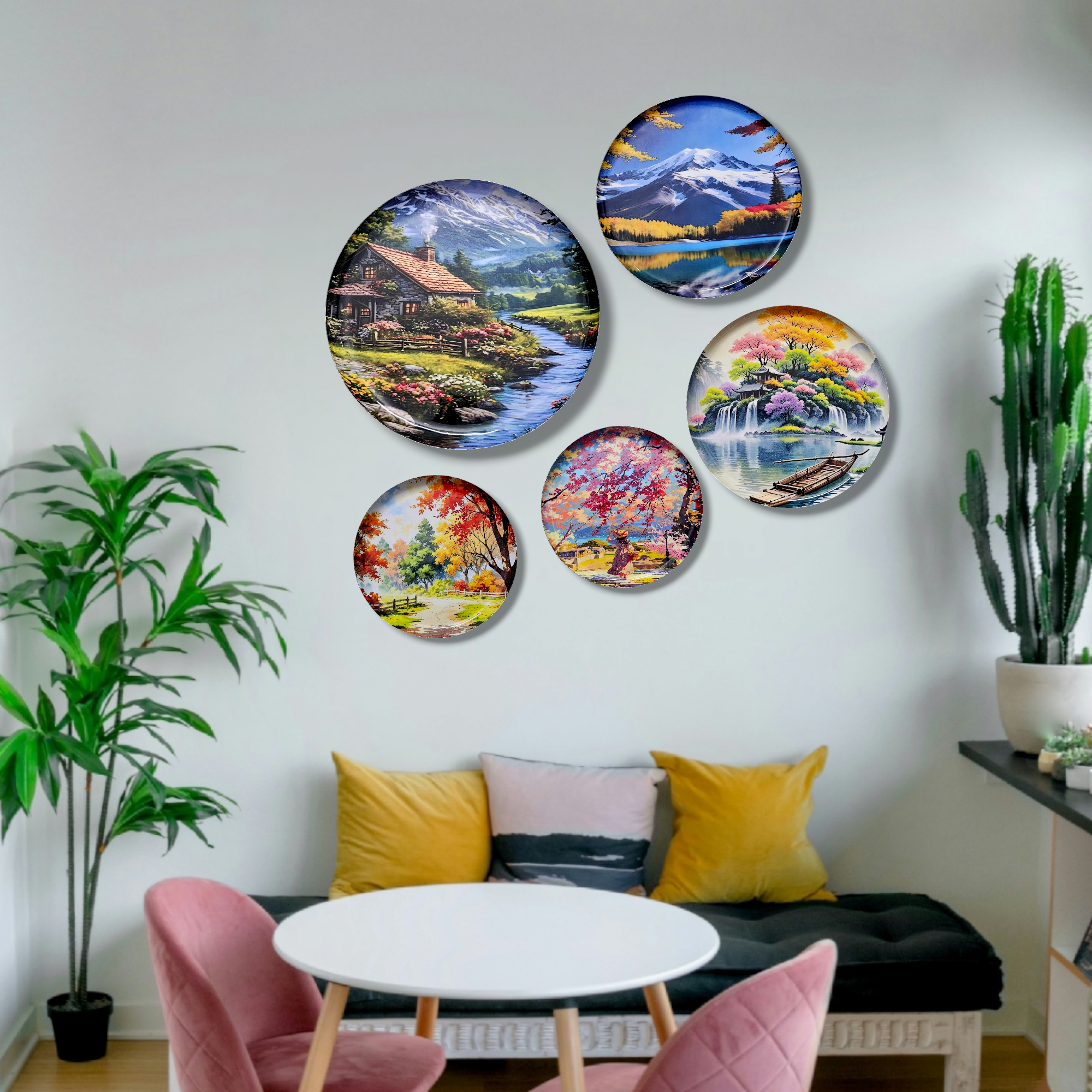 Noblenest Madhubani Metal Wall Plates Set of 3 (12, 10, 8 Inch) – All Seasons Design Wall Decor for Home & Office