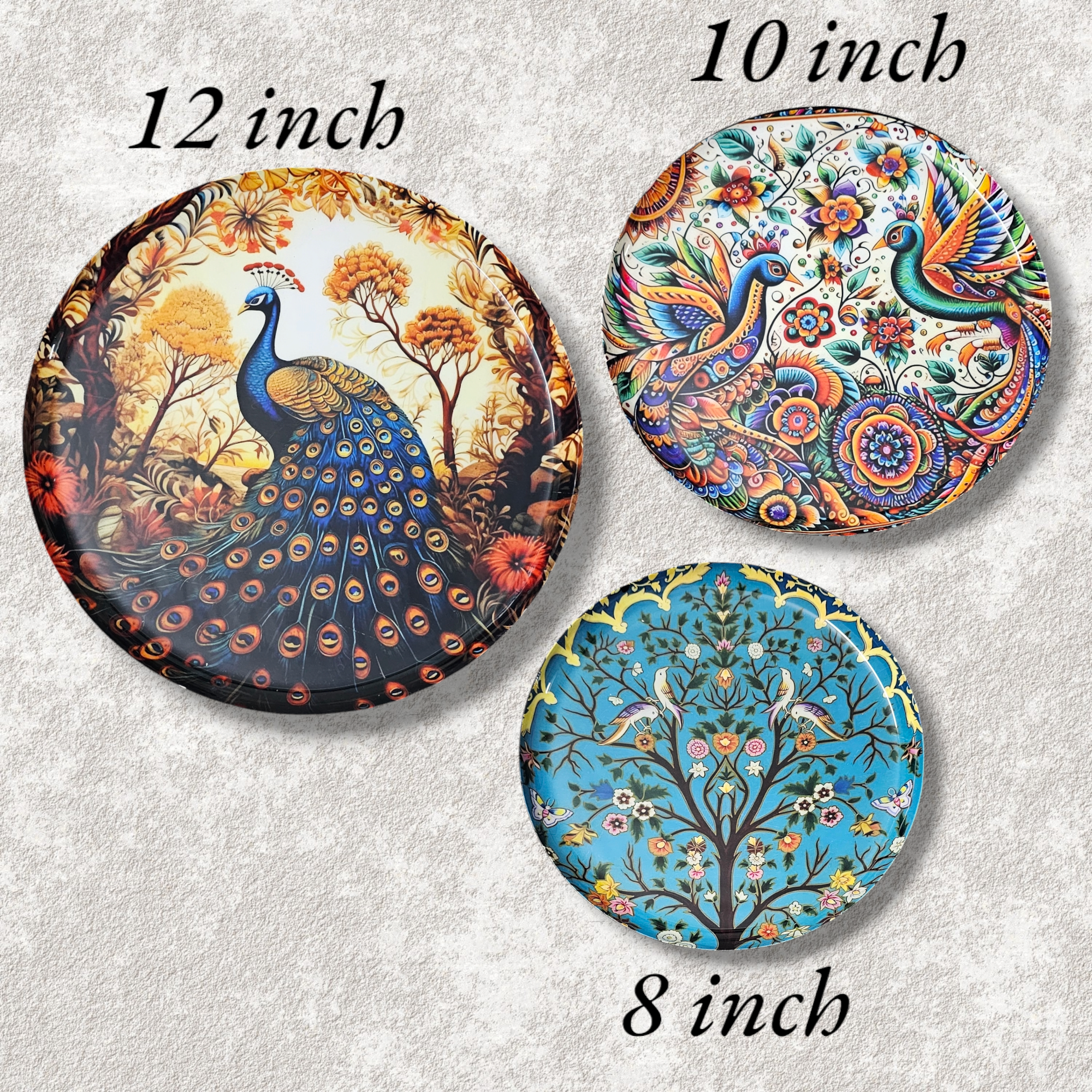 Noblenest Madhubani 3 Metal Wall Plates Set of 3 (12, 10, 8 Inch) – Wall Decor for Home & Office